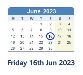 June 16, 2023 (Friday) .